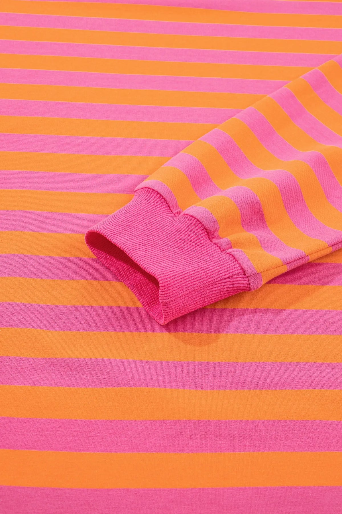 Orange stripe color block patchwork mock neck pullover drawstring mini skort set detail view · nz-alt-v1