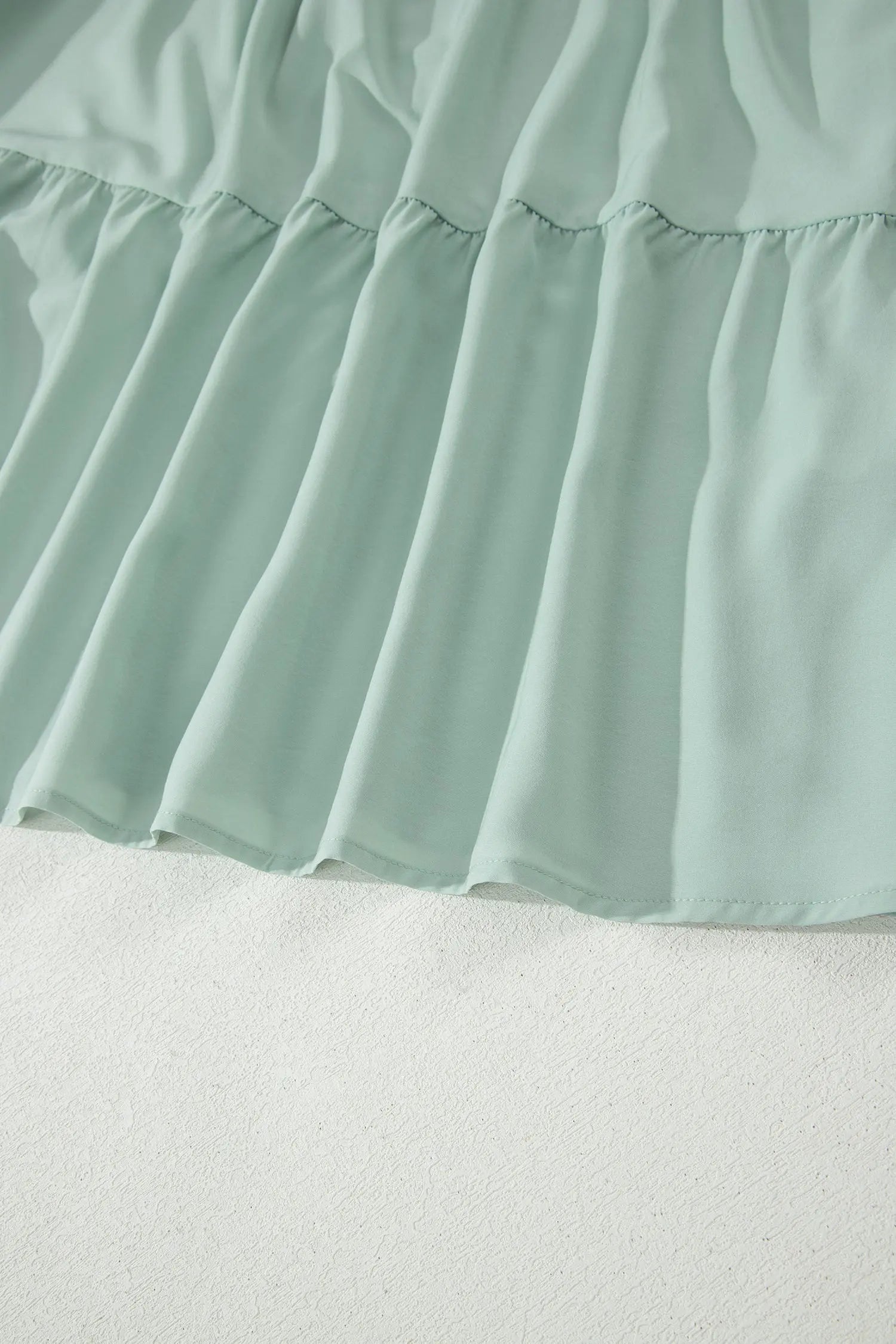 Bright Green Solid Color V Neck Short Puff Sleeve High Waist Tiered Maxi Dress - Casual Dresses