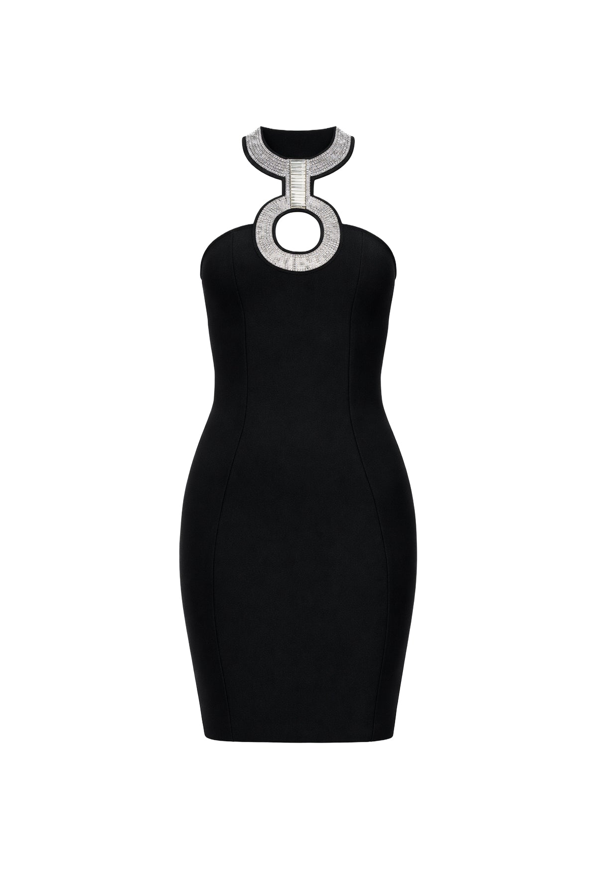 Crystal Halter Mini Dress flat lay view