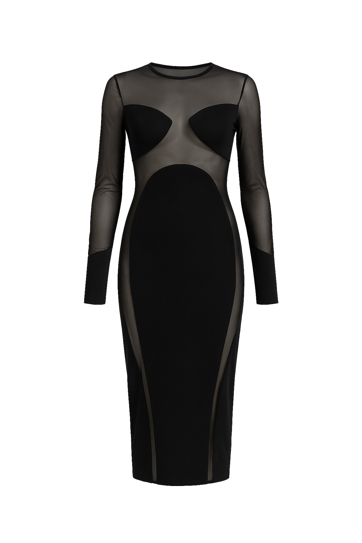Mesh Panel Midi Dress flat lay view
