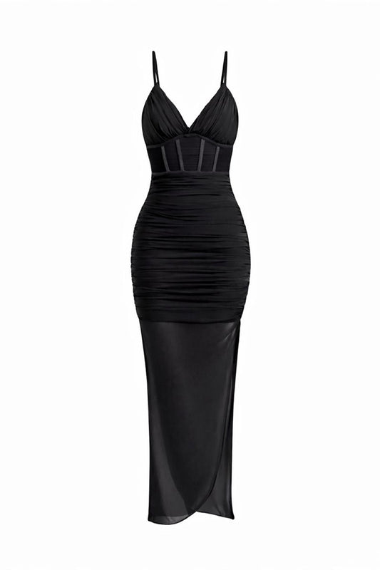 Mesh Corset Maxi Dress flat lay view
