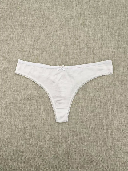 White thong with lace trimming Nataliz