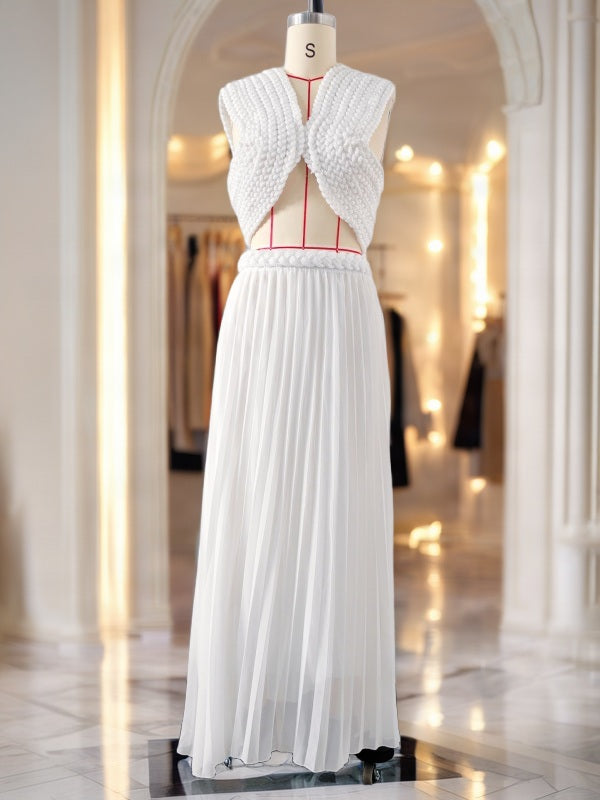 Braided Crop Top & Pleated Maxi Skirt Set mannequin view · nz-bg-v1