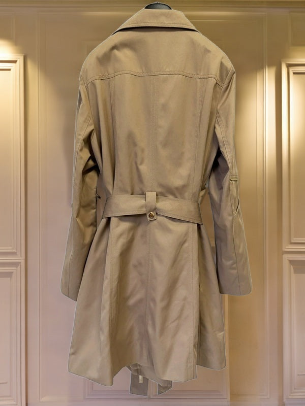 Belted Trench Jacket with Gold Asymmetric Zip hanging view · nz-bg-v1