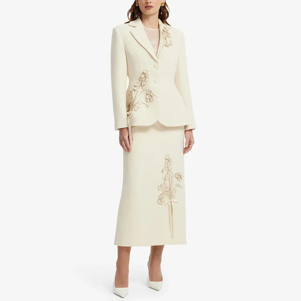 Ivory Two Piece Skirt Set model front view · nz-alt-v1
