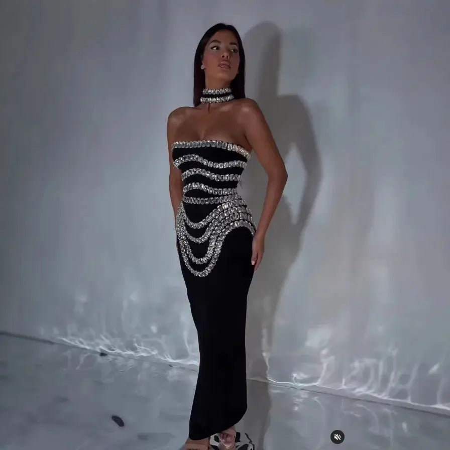 Black Party Bandage Dress model front view · nz-alt-v1
