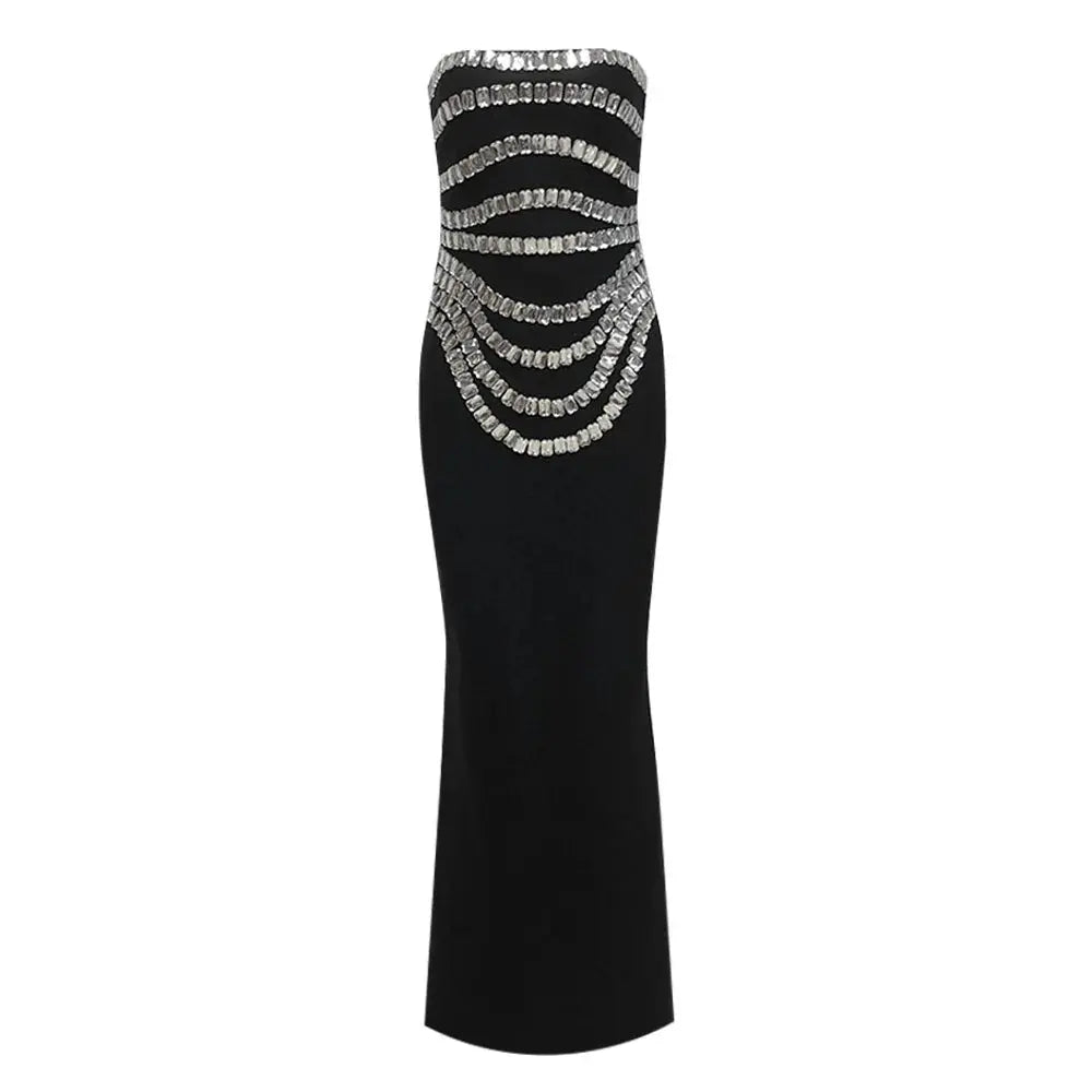 Black Party Bandage Dress flat lay view · nz-alt-v1