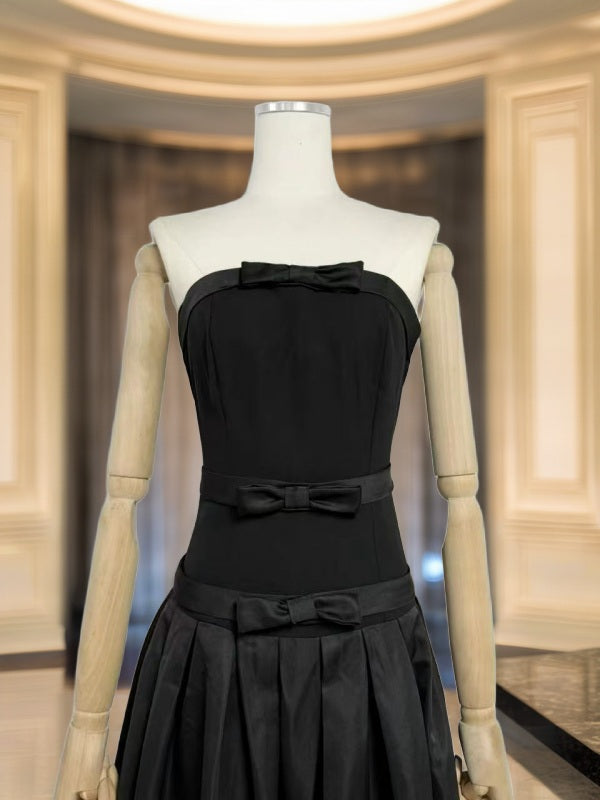 Strapless Bow-Trim Black Ball Gown Maxi Dress mannequin view · nz-bg-v1