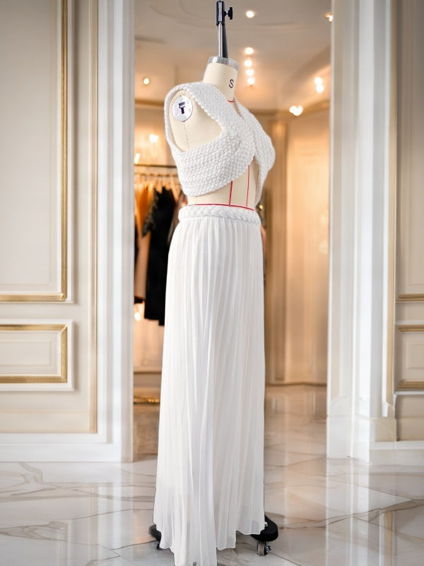 Braided Crop Top & Pleated Maxi Skirt Set side view · nz-bg-v1