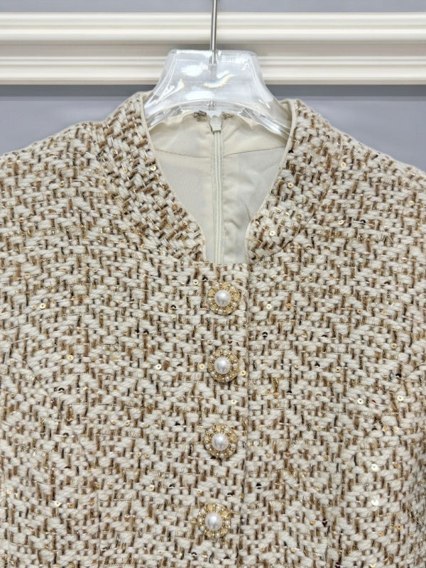 Tweed Peplum Jacket & Satin Maxi Skirt Set detail view · nz-bg-v1
