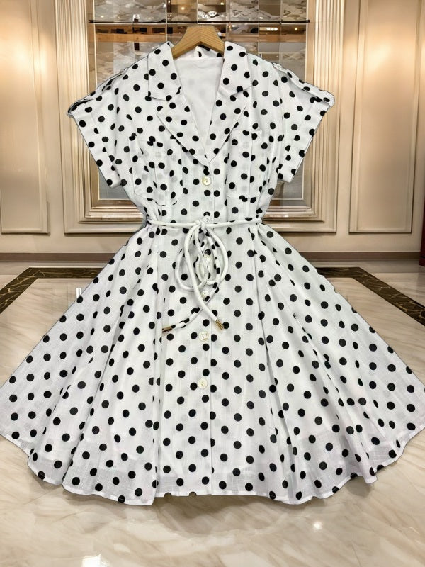 Notch Collar Rope Belt Button-Front Mini Dress hanging view · nz-bg-v1