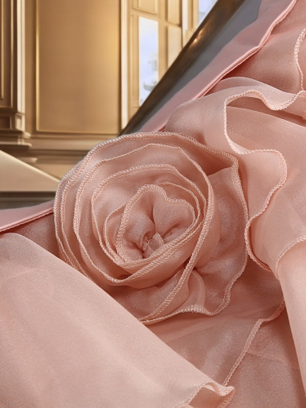 Off-Shoulder Ruffle Maxi Dress in Blush Pink detail view · nz-bg-v1
