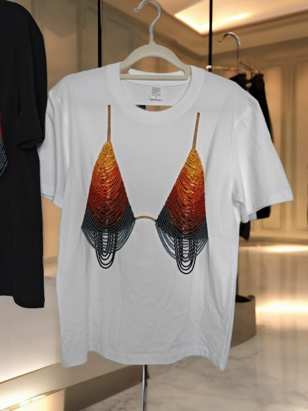Beaded Bralette Print Short Sleeve Tee hanging view · nz-bg-v1
