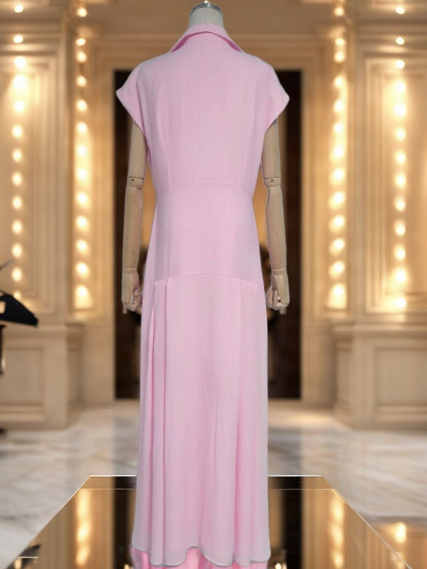Pleated Cap Sleeve Maxi Shirt Dress mannequin view · nz-bg-v1