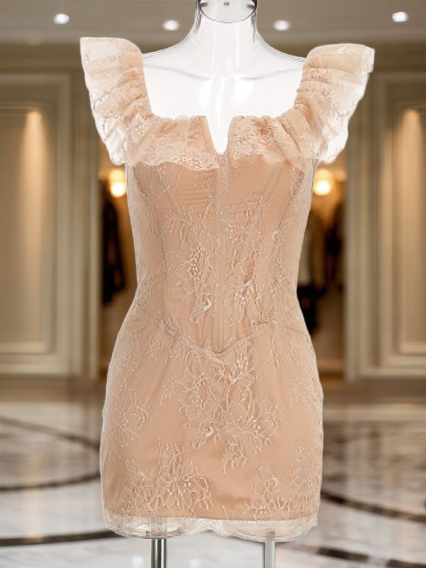 Blush Lace Ruffle Corset Mini Dress mannequin view · nz-bg-v1
