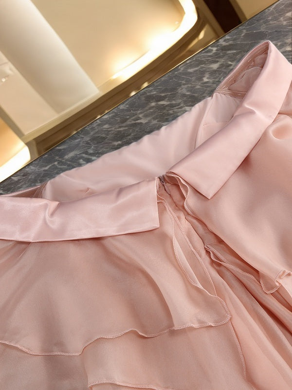 Off-Shoulder Ruffle Maxi Dress in Blush Pink detail view · nz-bg-v1