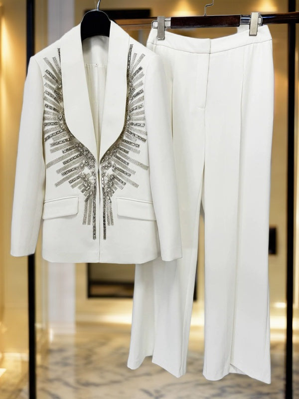 Crystal Embellished Blazer and Wide-Leg Trouser Set hanging view · nz-bg-v1