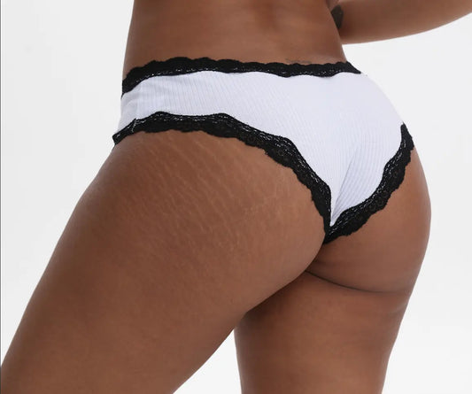 Pack of 3 stretch cheeky with lace trimming in contrast 95% cotton Nataliz