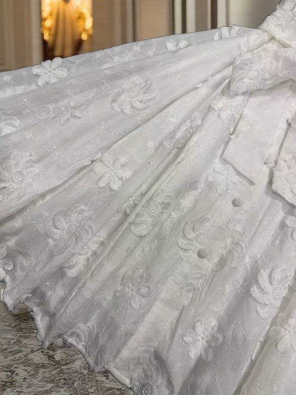 Floral Appliqué Puff Sleeve Mini Dress detail view · nz-bg-v1