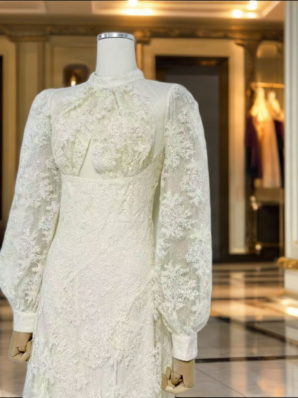 Floral Lace Puff Sleeve Maxi Dress mannequin view · nz-bg-v1