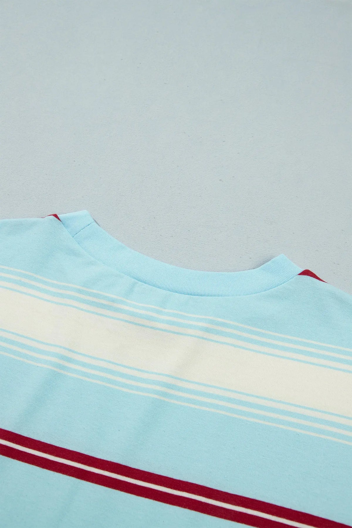 Sky Blue Stripe Casual Striped Patchwork Long Sleeve Loose Pullover Top