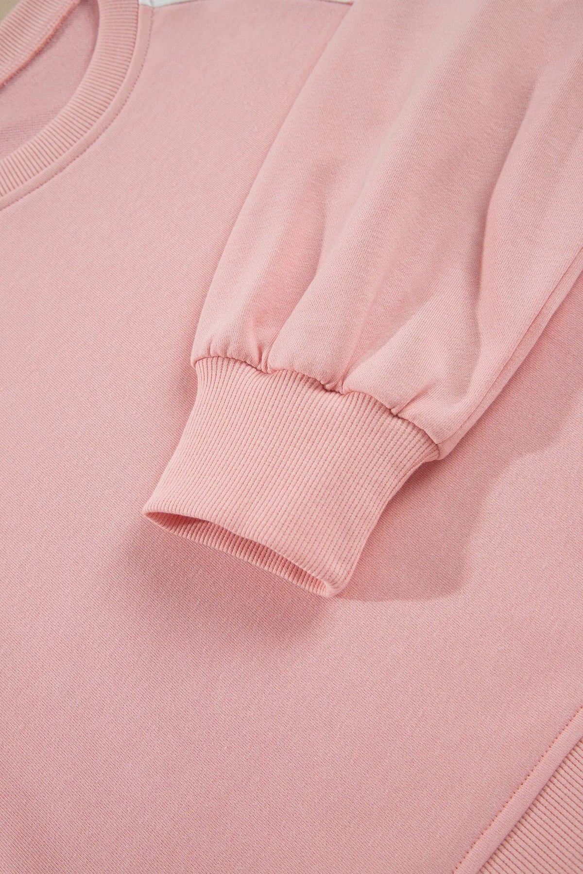 Pink Polka Dot Patchwork Colorblock Long Sleeve Casual Two Piece Pants Set detail view · nz-alt-v1