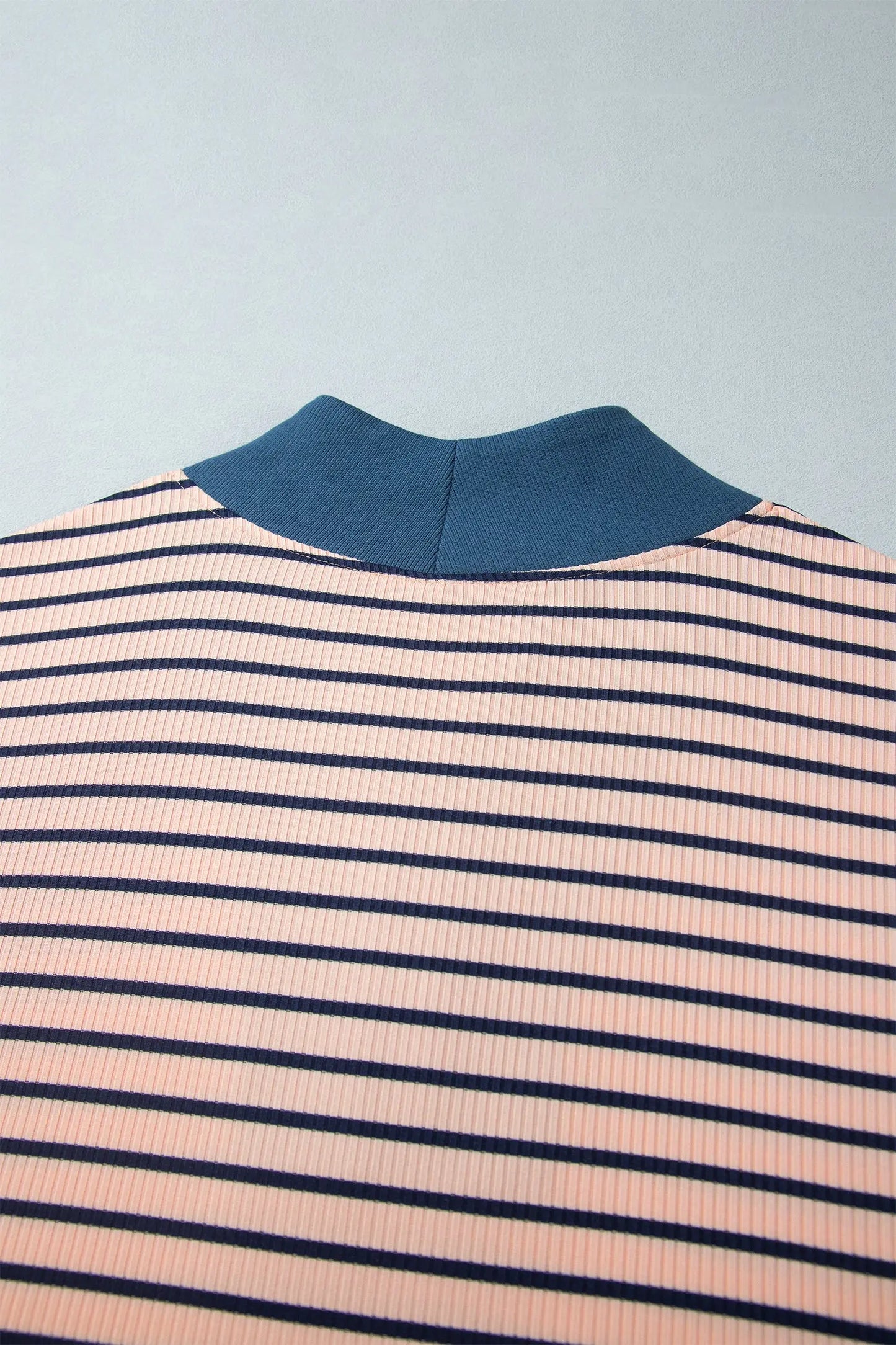 Pink Stripe Striped Colorblock V Neck Long Sleeve Plus Size Set