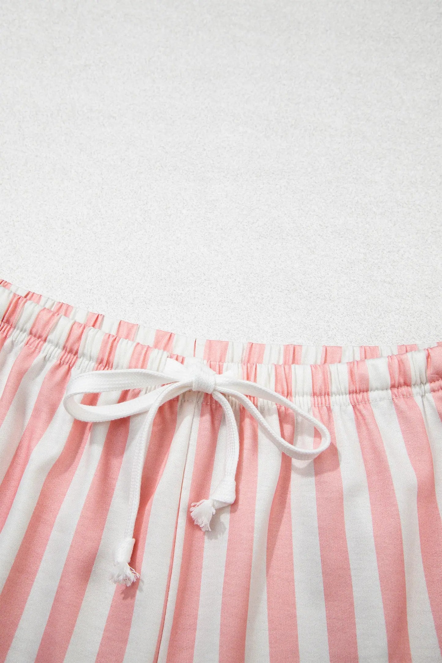 Gossamer Pink Striped Color Block Pullover Top Drawstring Shorts Set