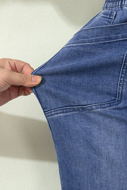 Ashleigh Blue Drawstring Waist Ankle Length Casual Jeans Regular Fit Pocket Detail Denim Pants