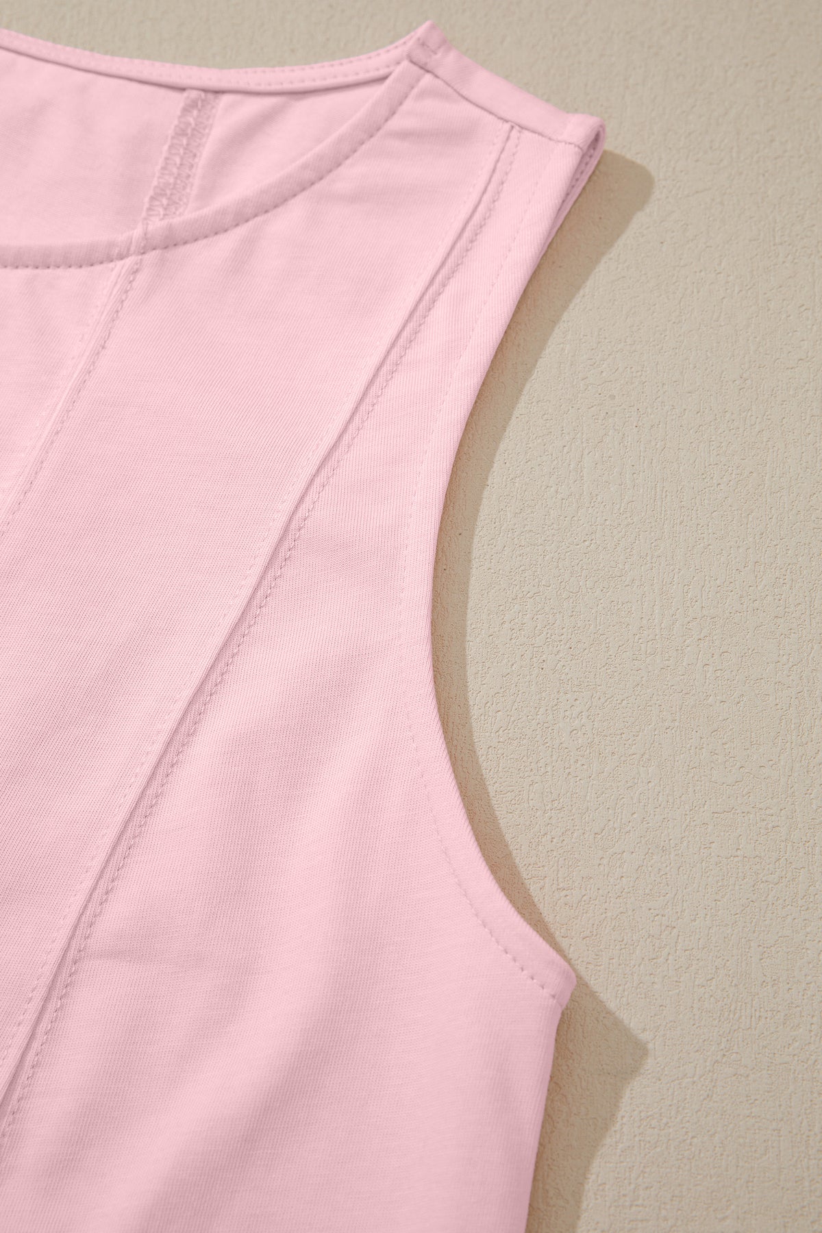 Cotton Stitched Detail Loose Tank Top 2pcs Short Set