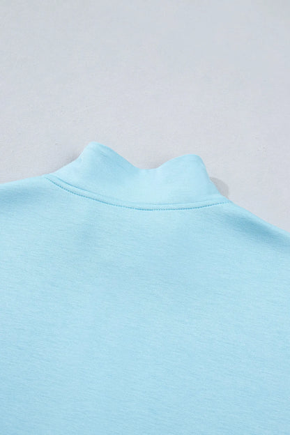 Myosotis Half Zip High Neck Tee Athleisure Short Set Nataliz