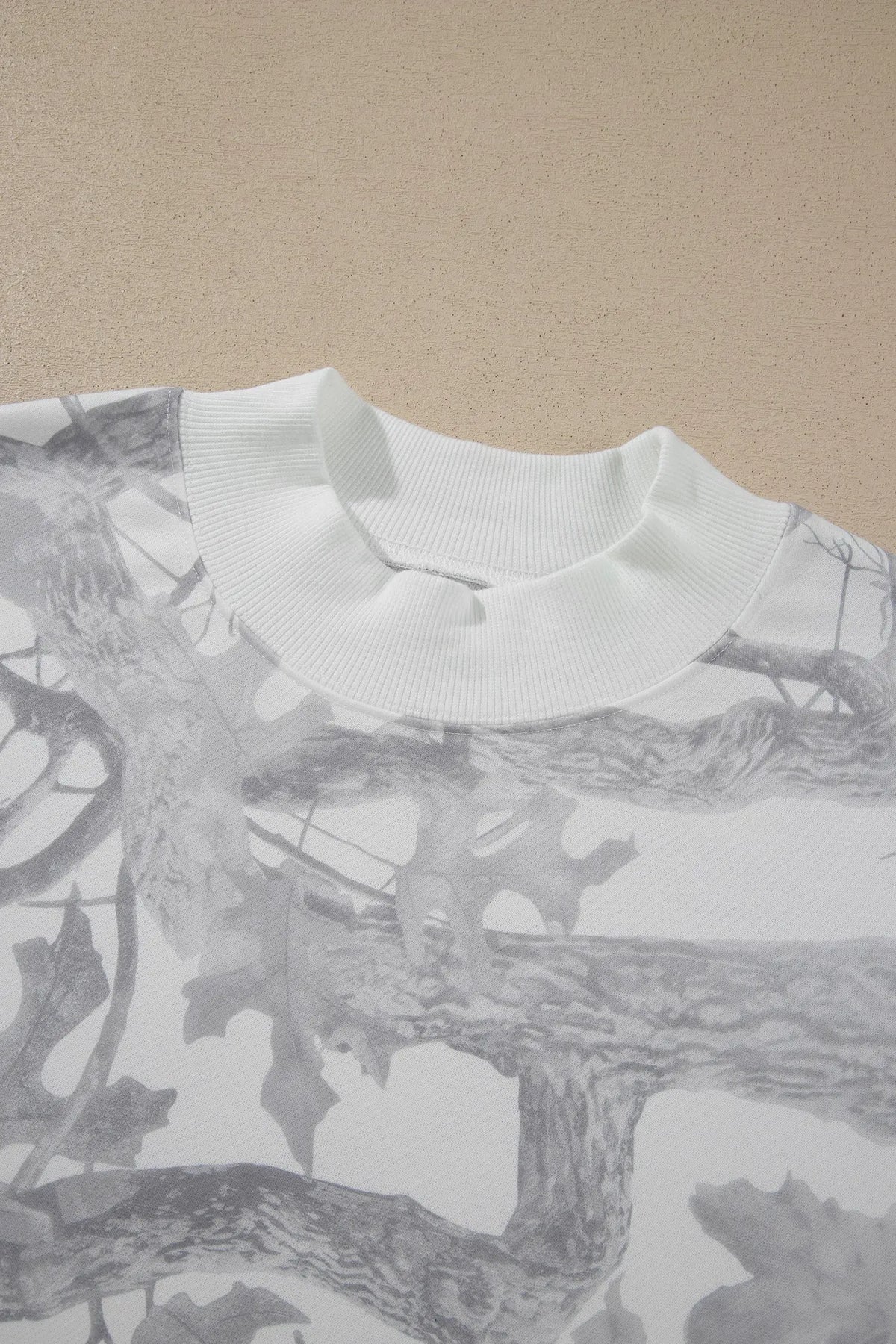 Camouflage Print Stand Neck Long Sleeve Regular Fit Plus Size Set