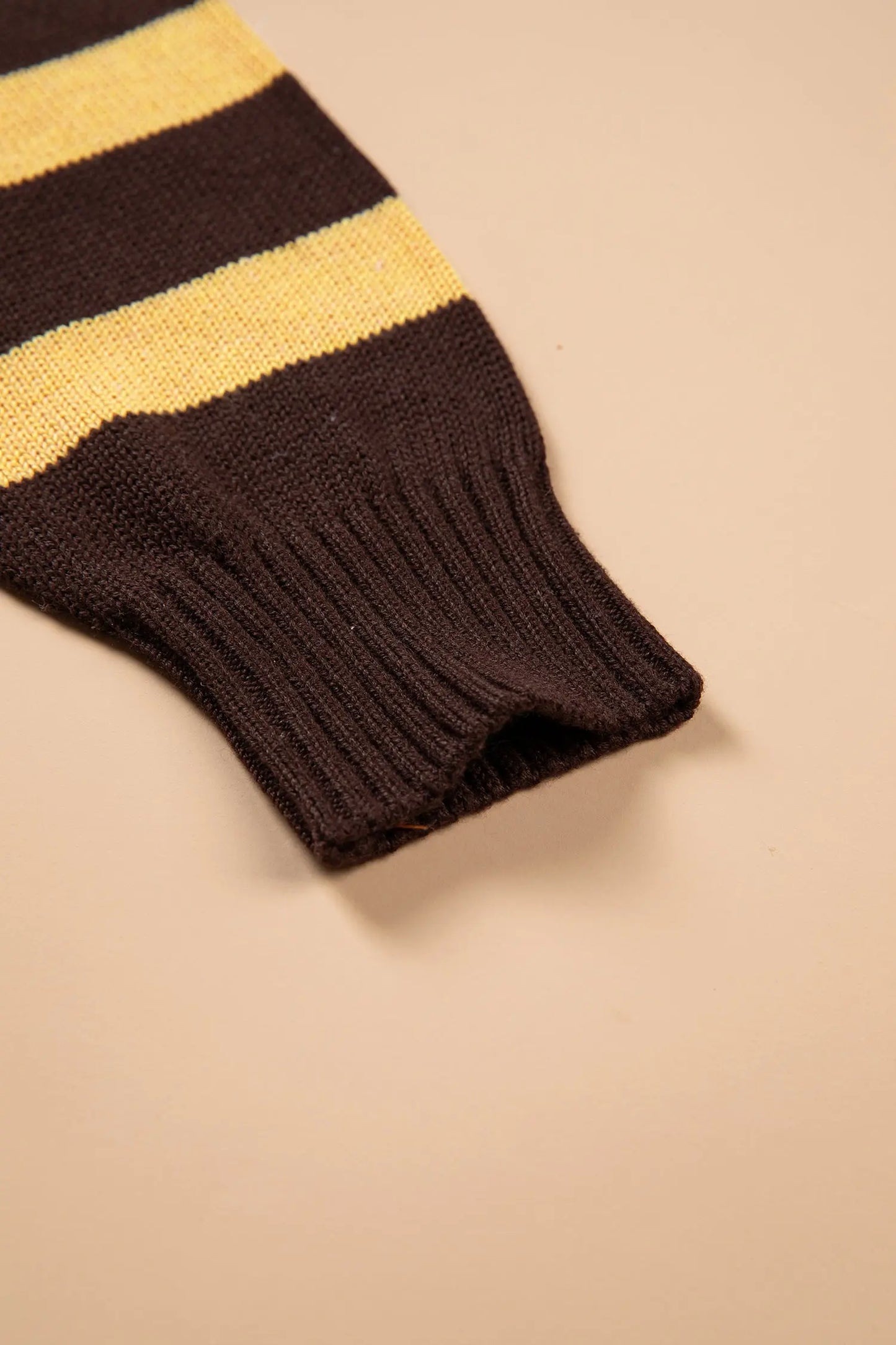 Brown Stripe Striped Drop Shoulder Colorblock Pullover Sweater