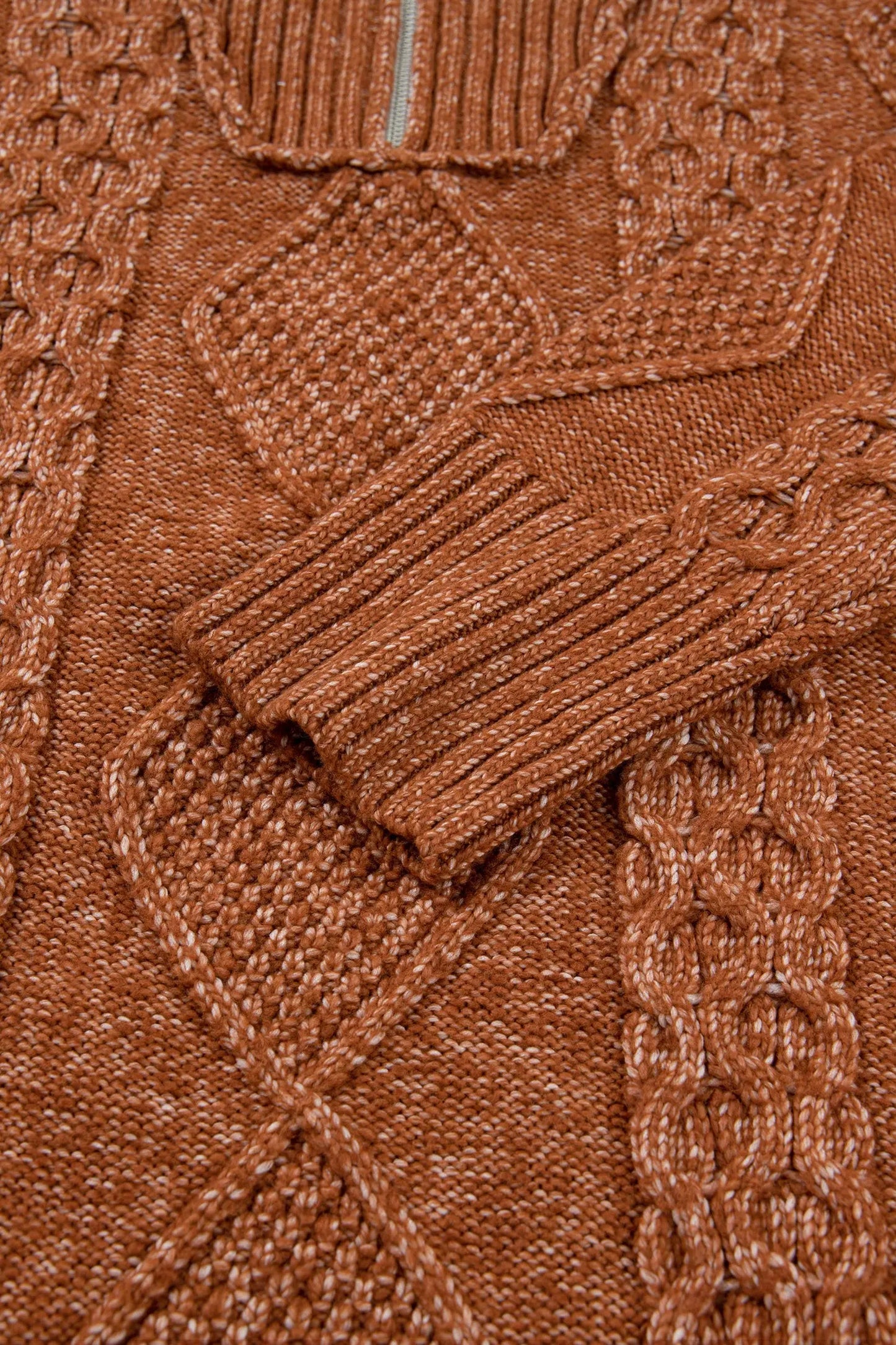 Clay Zip-Up Cable Knit Drop Shoulder Sweater Dress