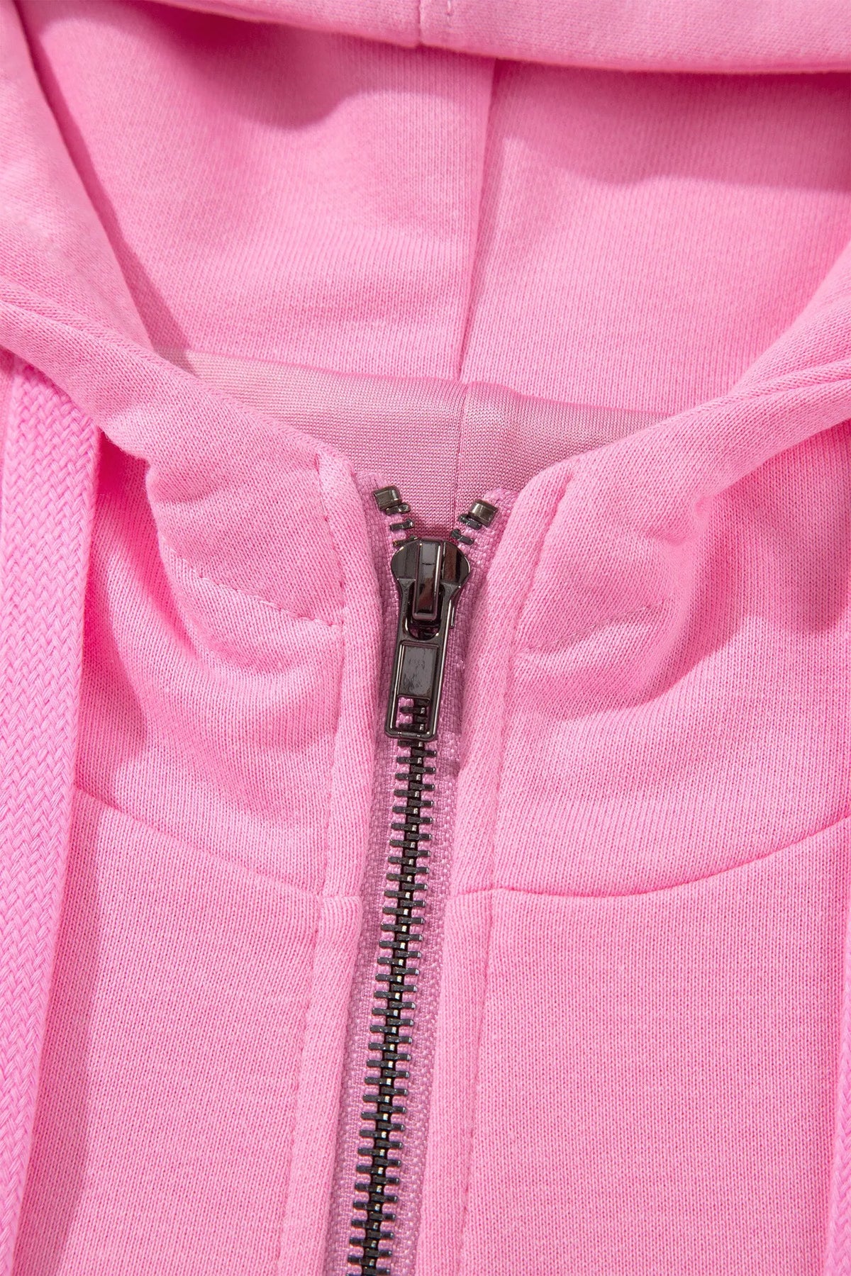 Sachet Pink Zip-up One Piece Long Sleeve Hoodie zipper detail view · nz-alt-v1