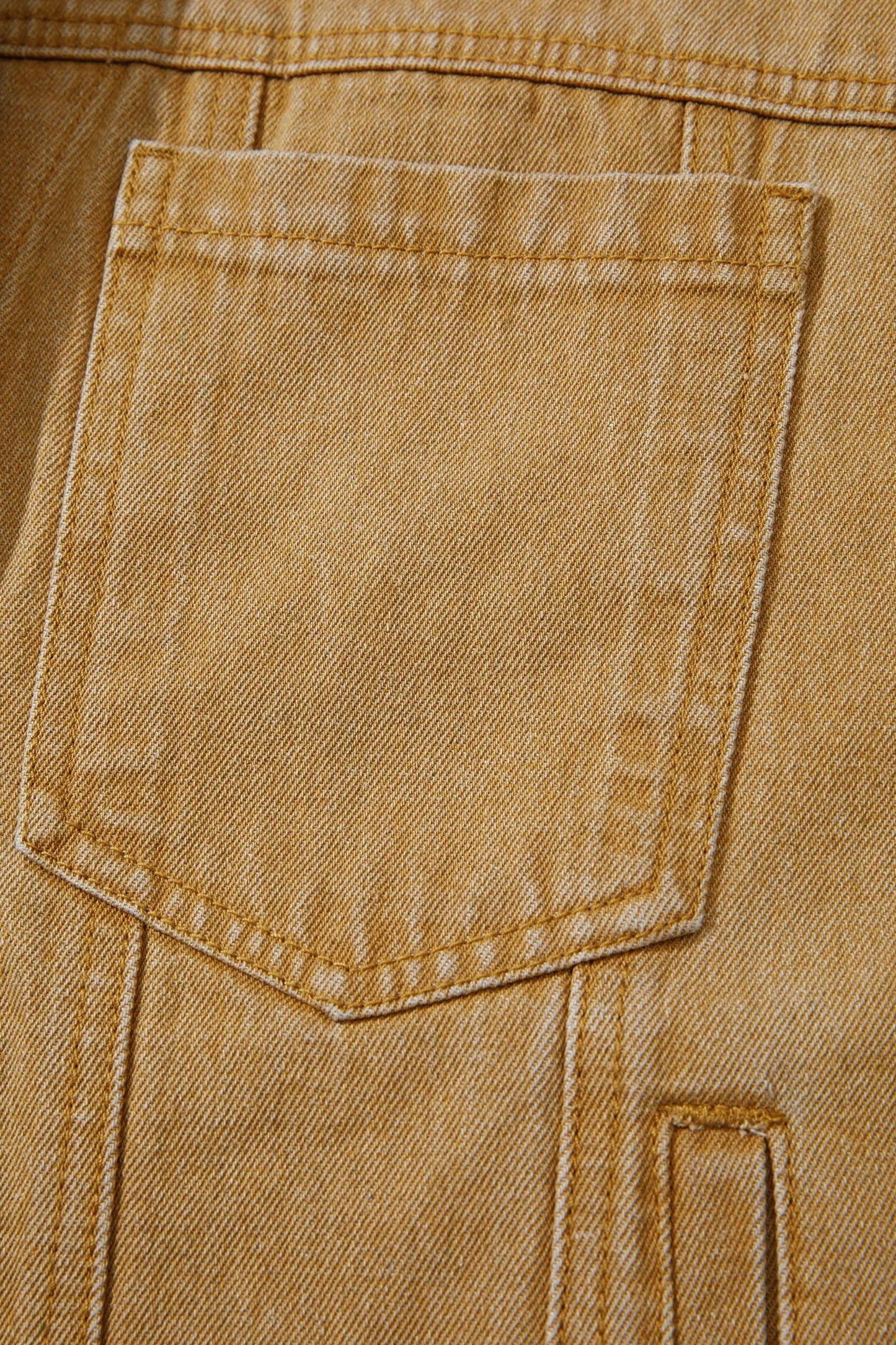 honey gold Metal Button Front Long Sleeve Collar Denim Jacket