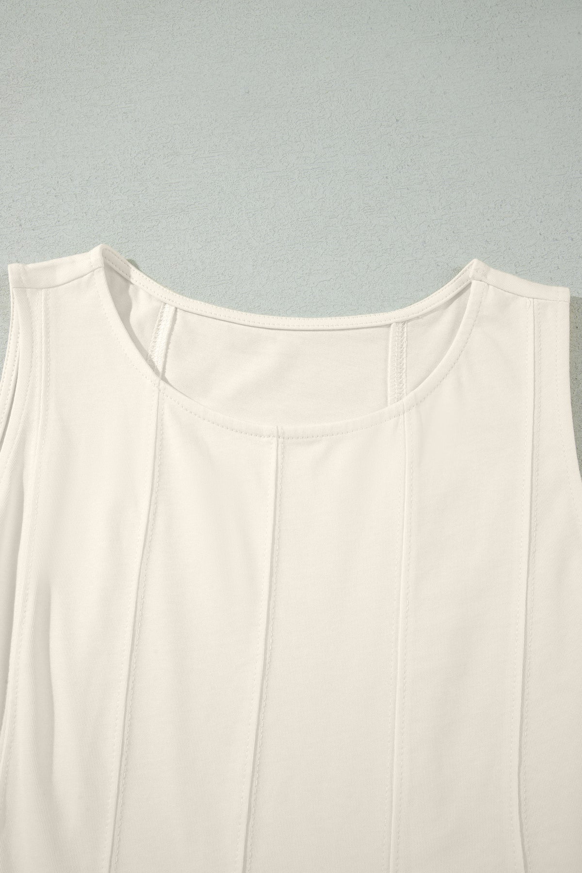 Cotton Stitched Detail Loose Tank Top 2pcs Short Set