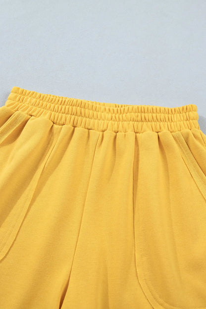Banana Cream Loose Polo Tee Elastic Waist 2pcs Short Set Nataliz