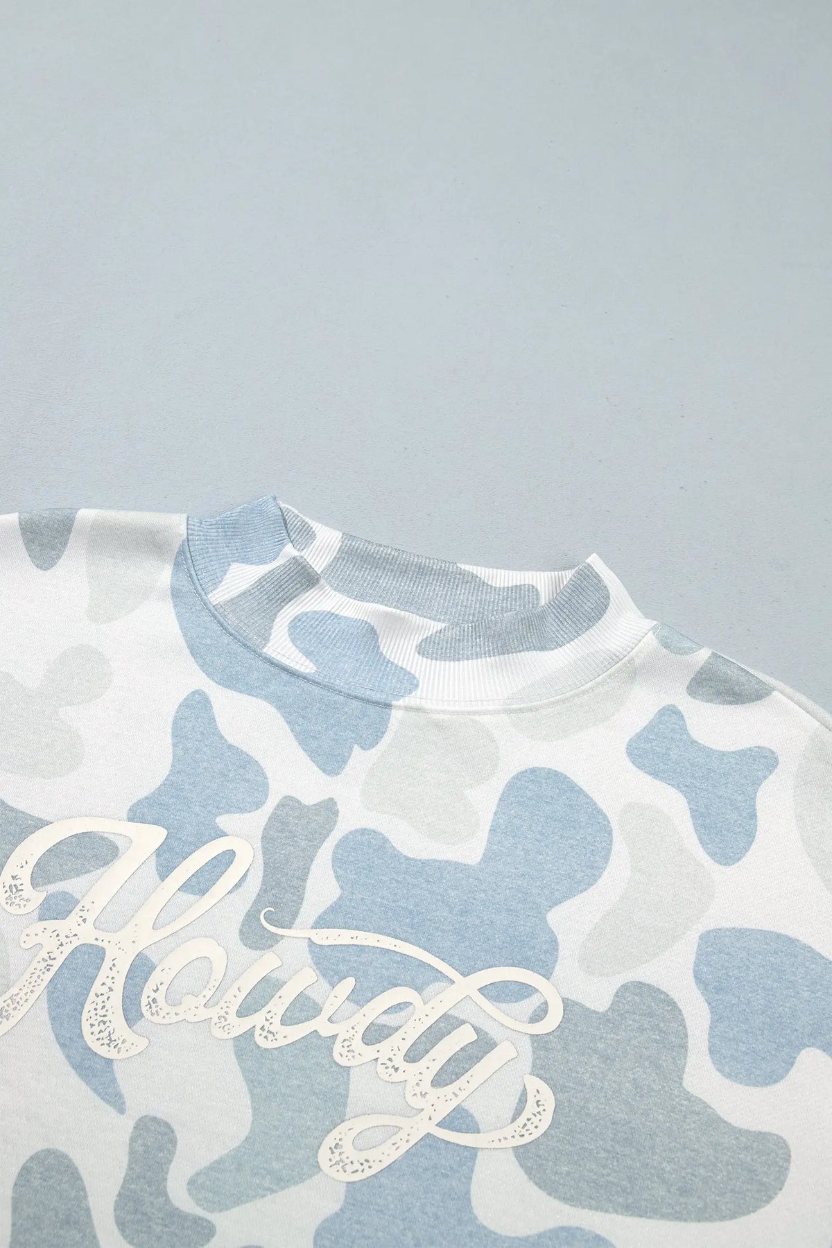 Camo Print Howdy Western Style Baggy Pullover Sweatshirt