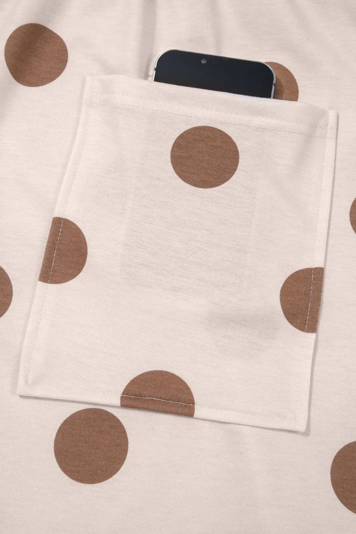 Brown Polka Dot Elastic Waist Wide Leg Plus Size Pants