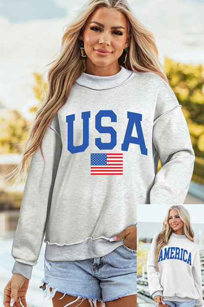 Racing Red Mock Neck Reversible USA/America Graphic Sweatshirt