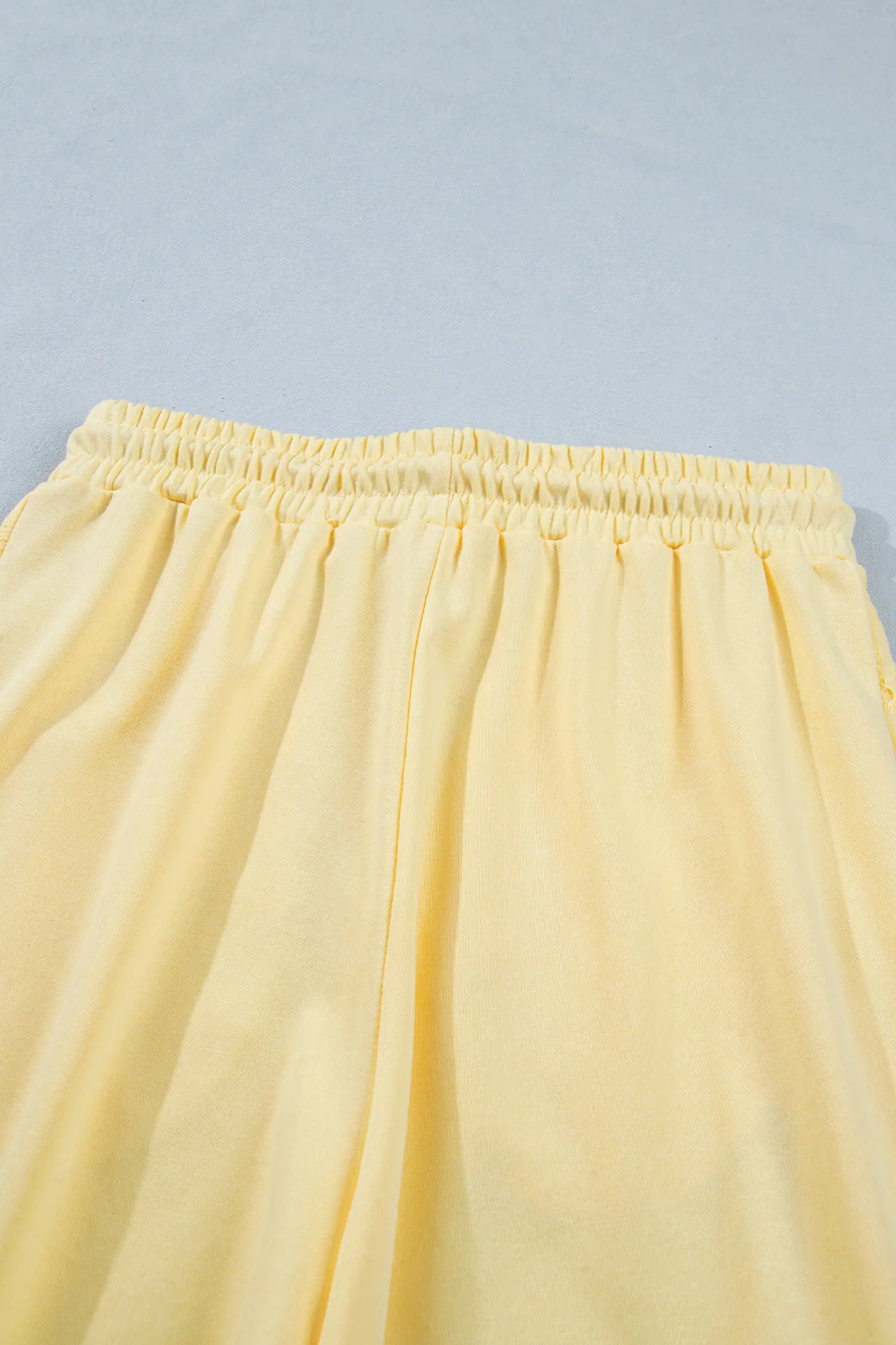 Yellow Cream Lace Patchwork Half Sleeve Top Elastic Waist Pants Two Piece Set Nataliz