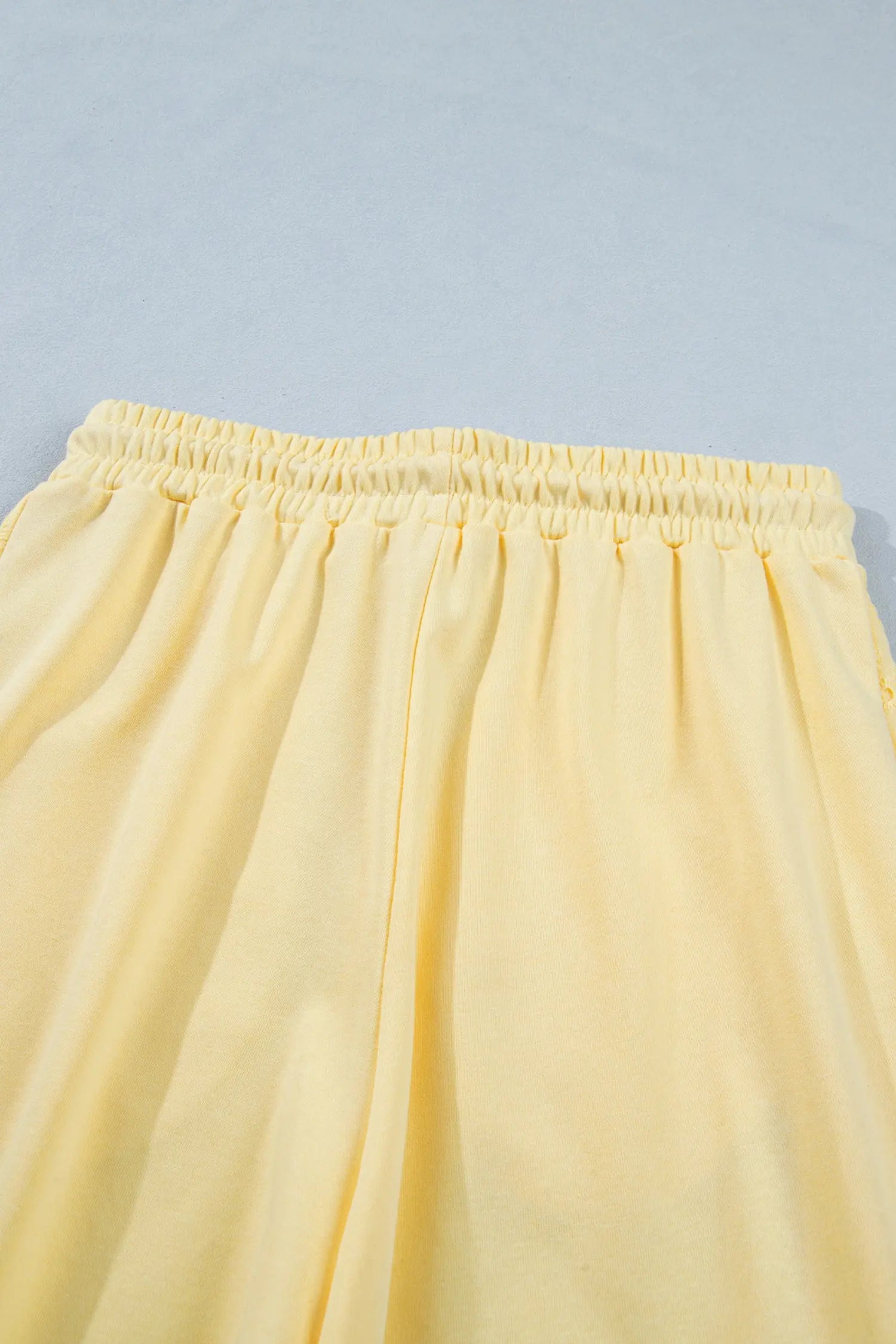 Yellow Cream Lace Patchwork Half Sleeve Top Elastic Waist Pants Two Piece Set Nataliz