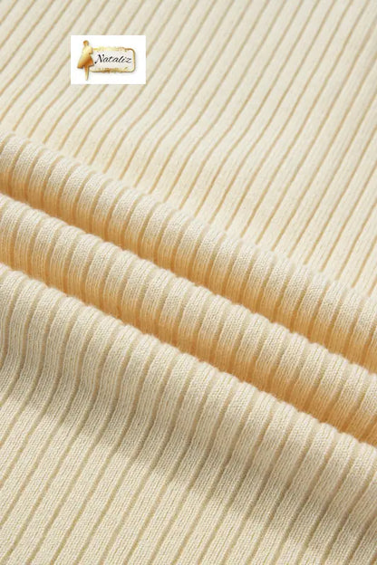 Apricot V Neck Ribbed Knit Striped Trim Short Sleeve Sweater Nataliz