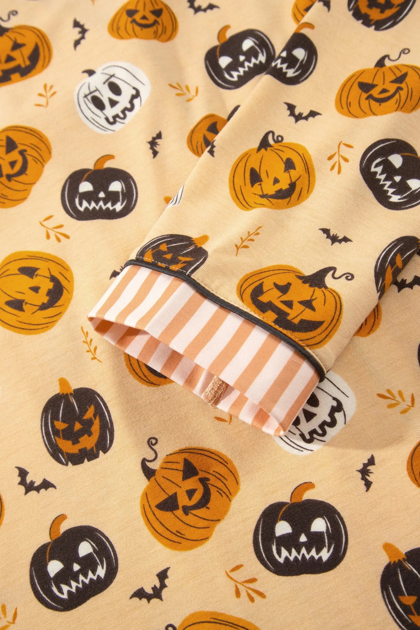 Orange Halloween Pumpkin Print Two Piece Long Sleeve Lounge Set
