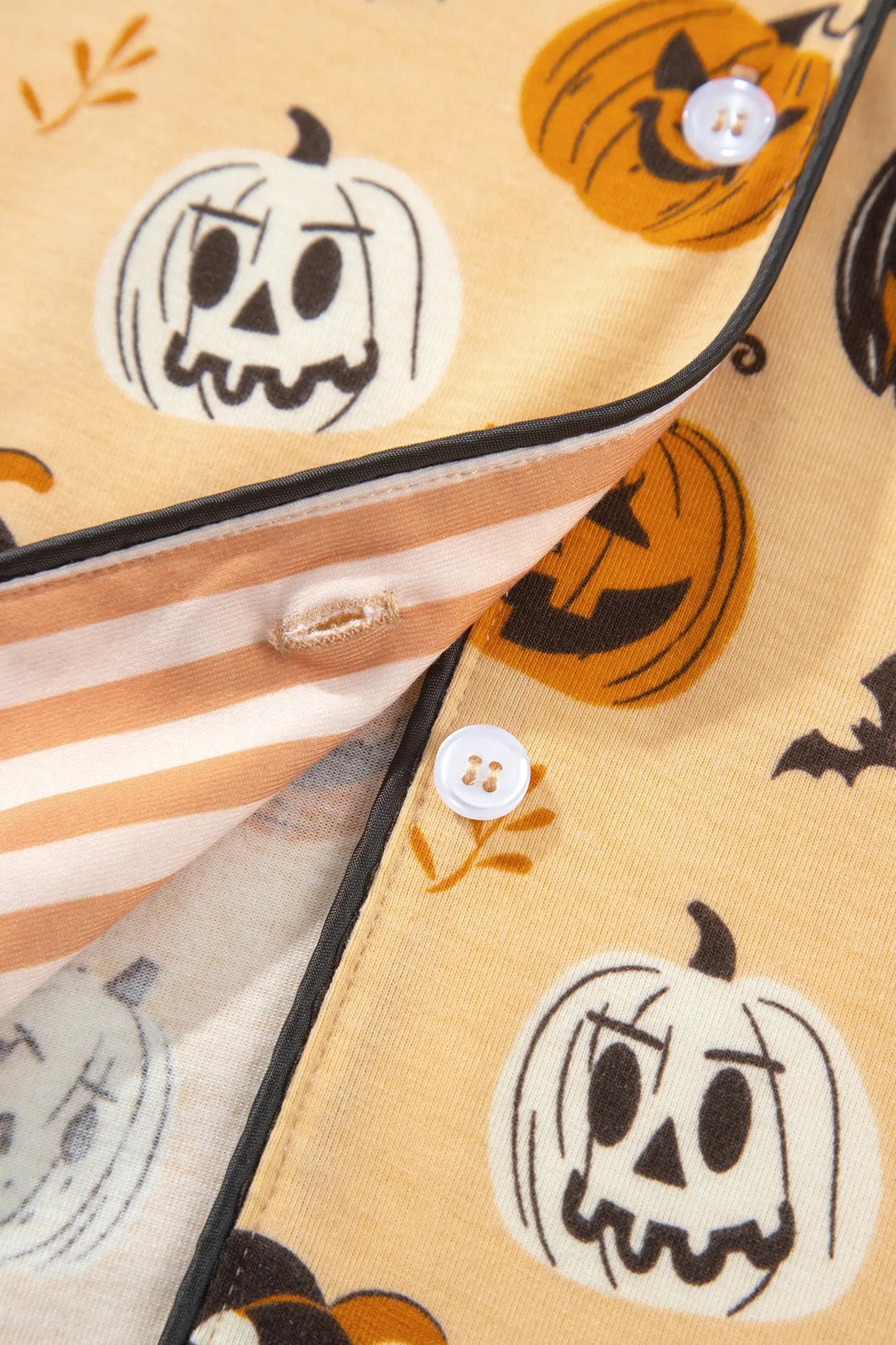 Orange Halloween Pumpkin Print Two Piece Long Sleeve Lounge Set