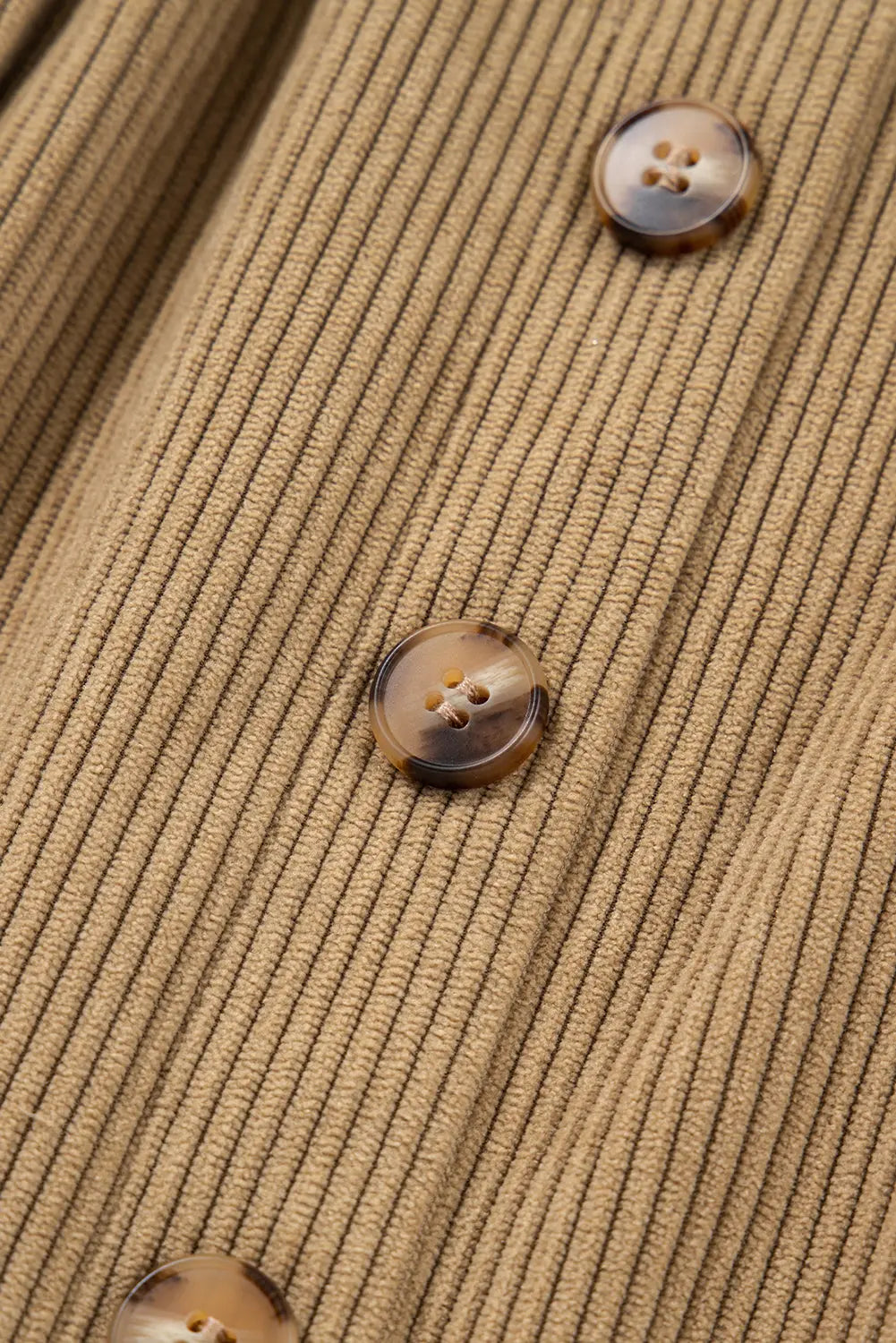 Camel Corduroy Buttoned Front Faux Pockets Mini Skirt