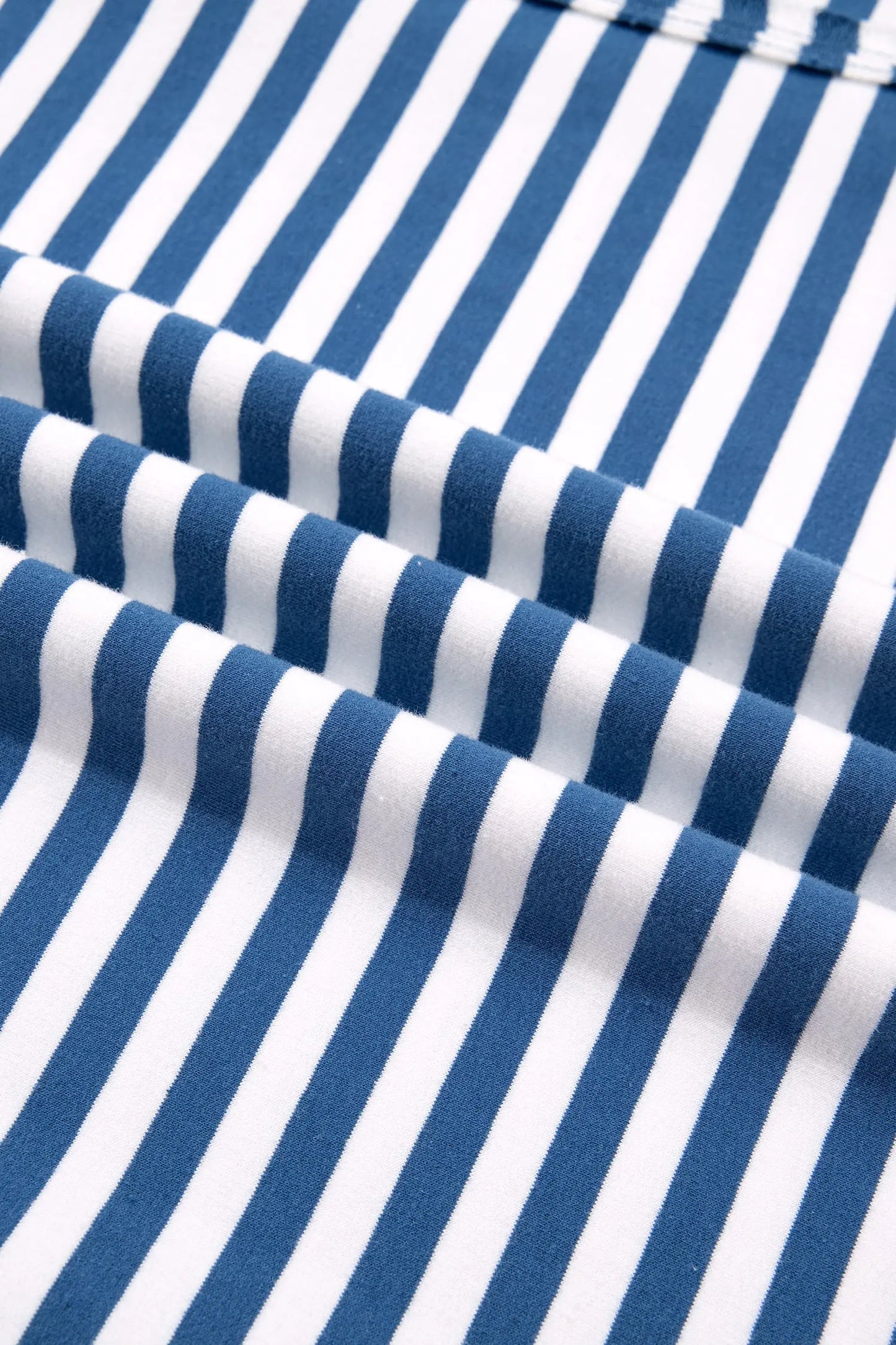 Blue Stripe Color Block Trim Raw Seam Split Hem Loose Pullover Sweatshirt