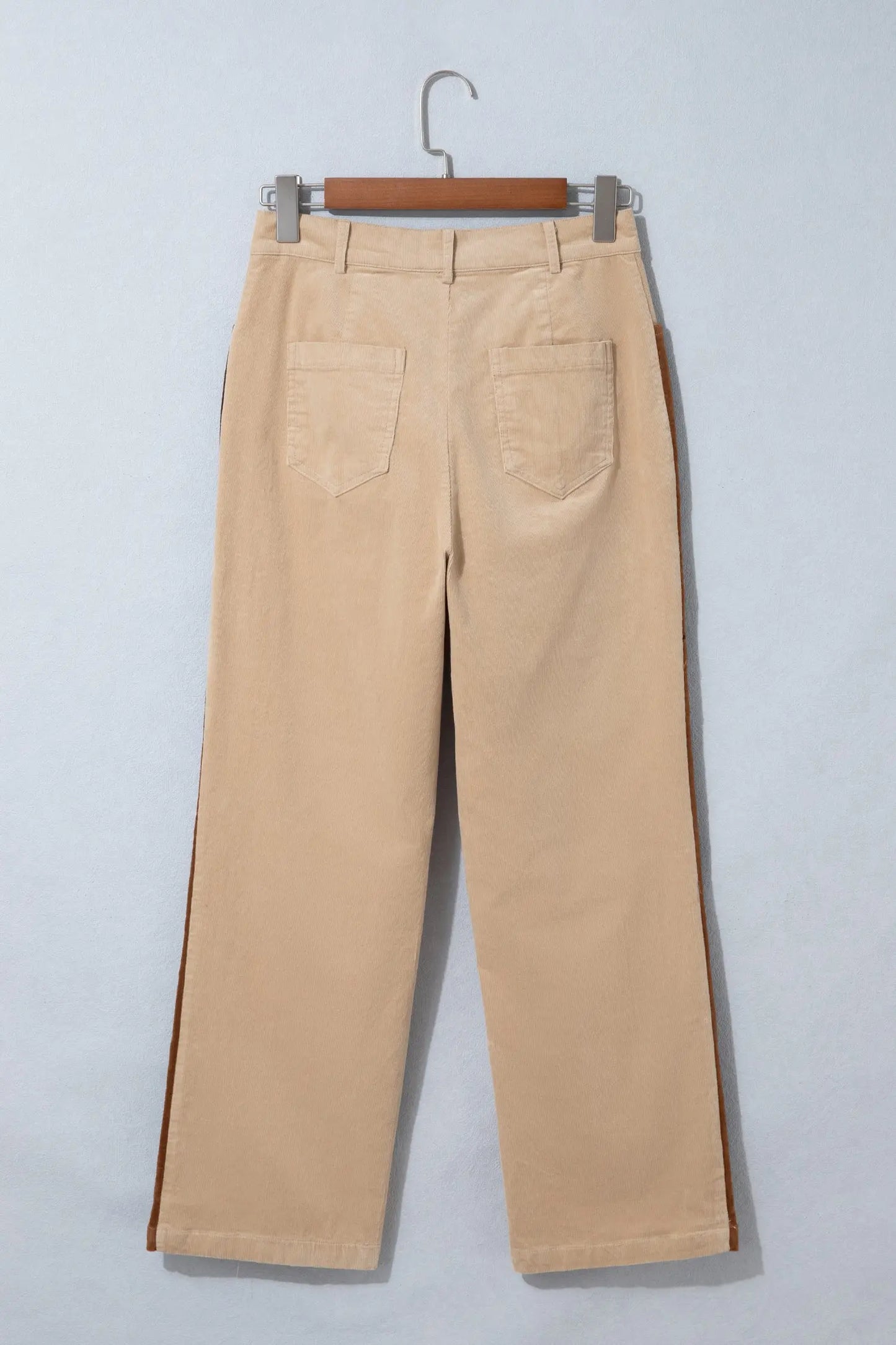 Smoke Gray Corduroy Side Panel Colorblock Straight Leg Pants