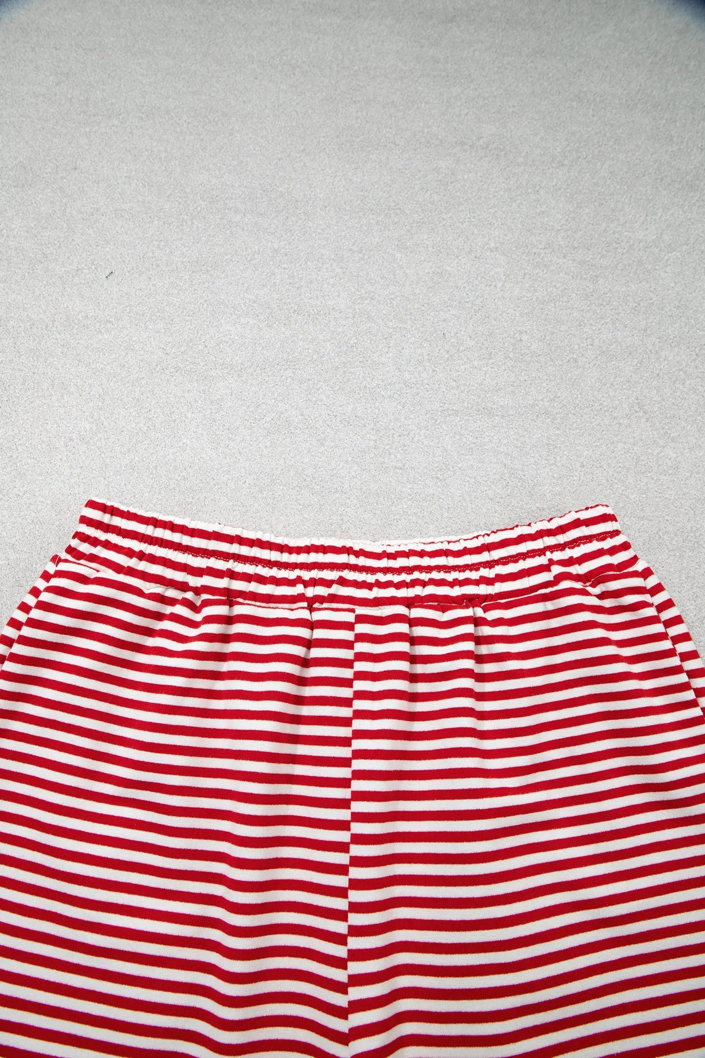 Red Stripe Oversize Mock Neck Sweatshirt and Shorts Set